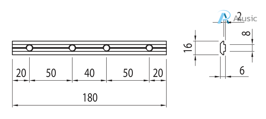 Alusic 180 mm profile connector