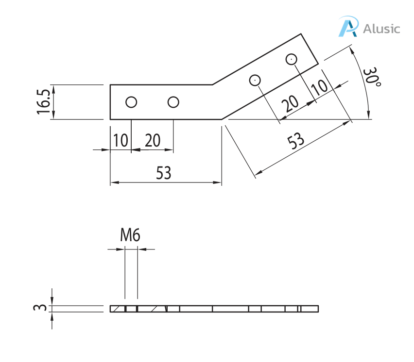 Alusic 30° miter connector