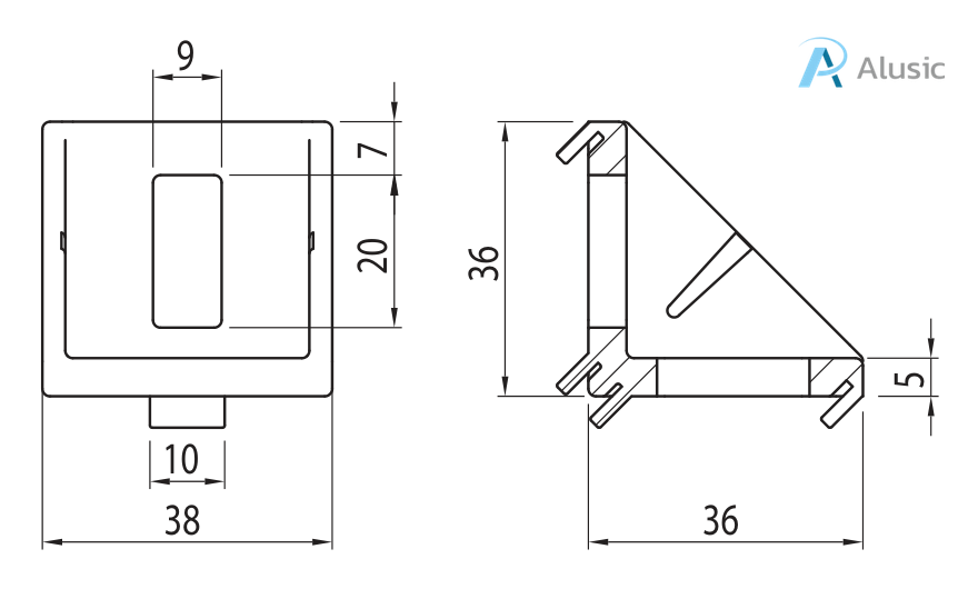 Alusic 36x36 bracket