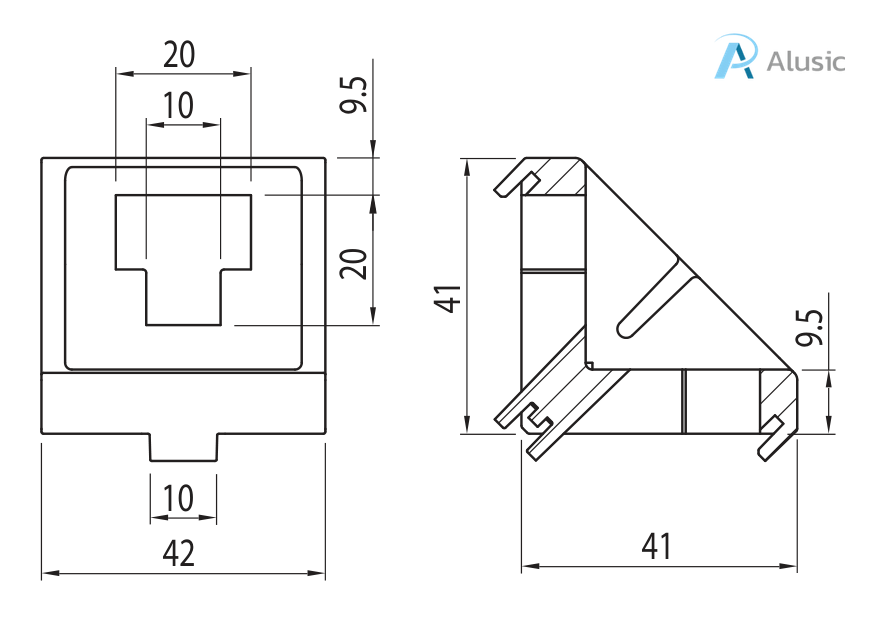Alusic 42x42 bracket