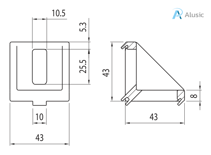 Alusic 43x43 bracket