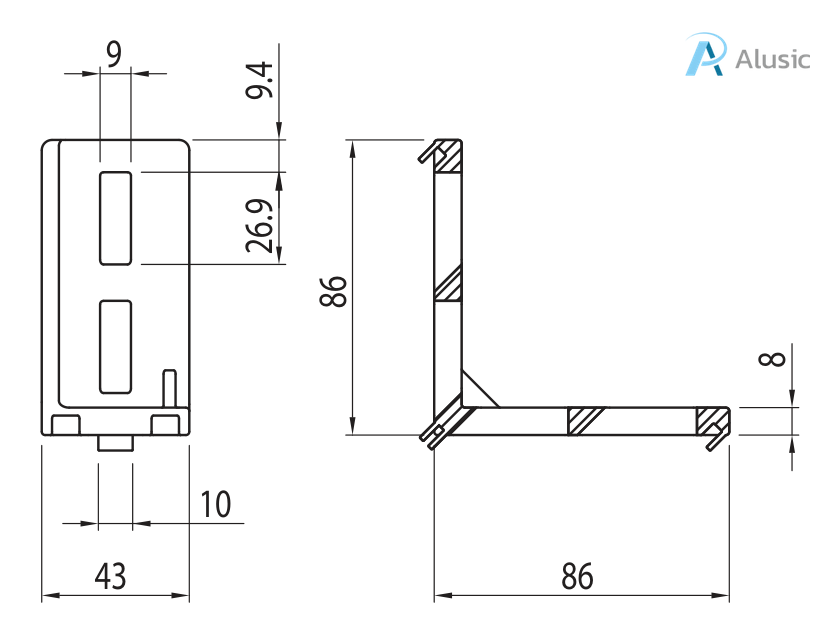 Alusic 43x86 bracket