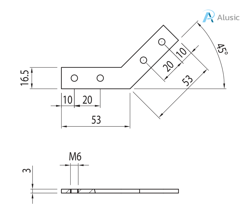 Alusic 45° miter connector