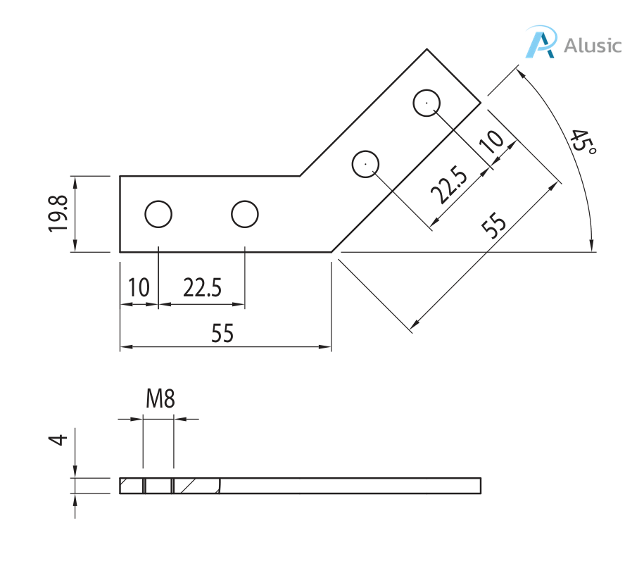 Alusic 45° miter connector