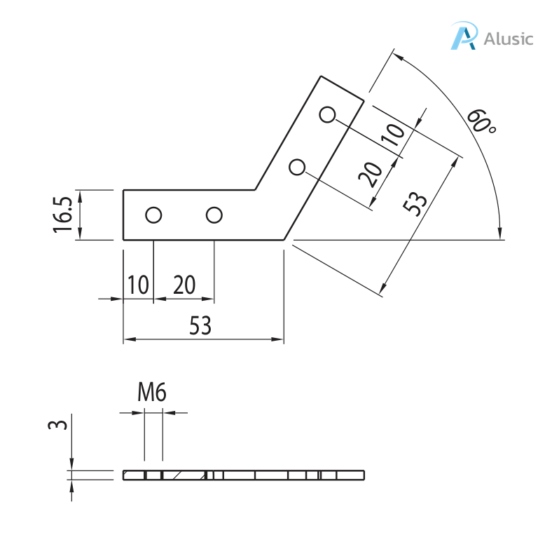 Alusic 60° miter connector