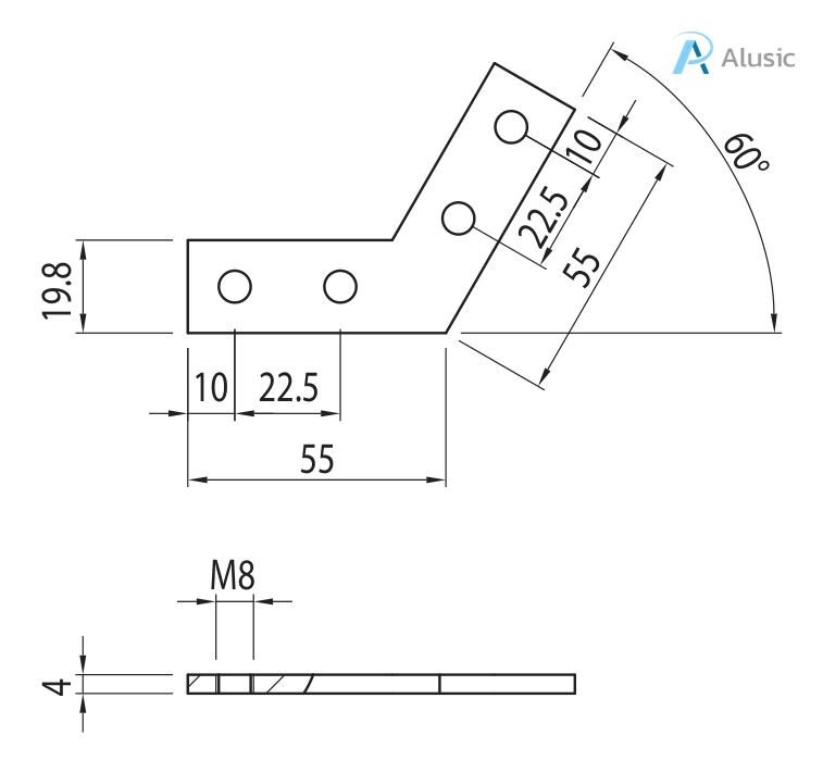 Alusic 60° miter connector