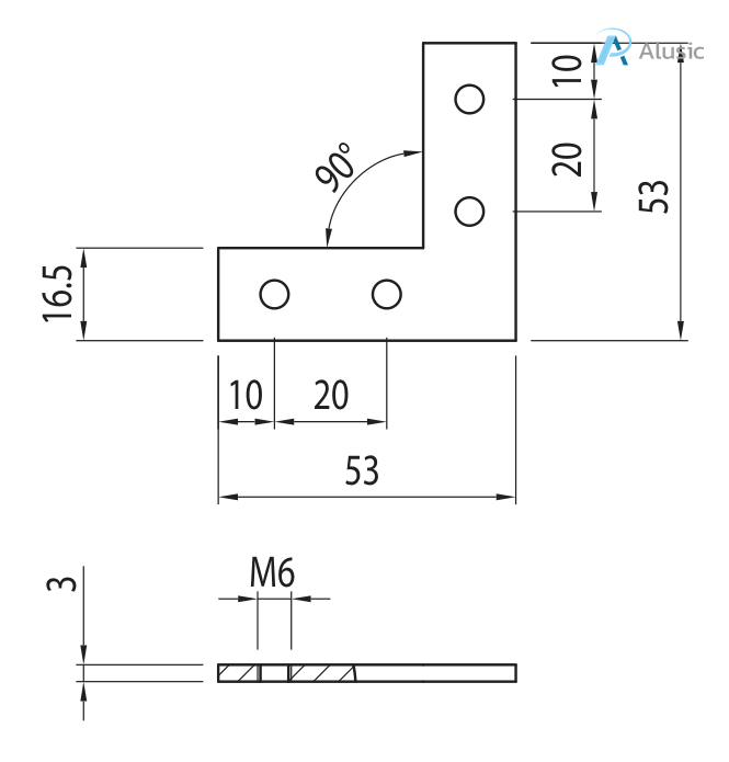 Alusic 90° miter connector