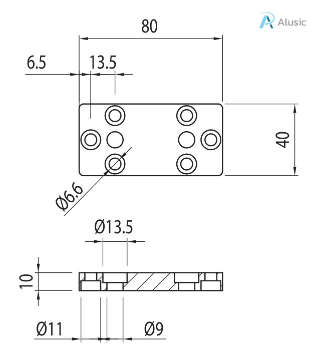 Alusic Connection plate 40x80