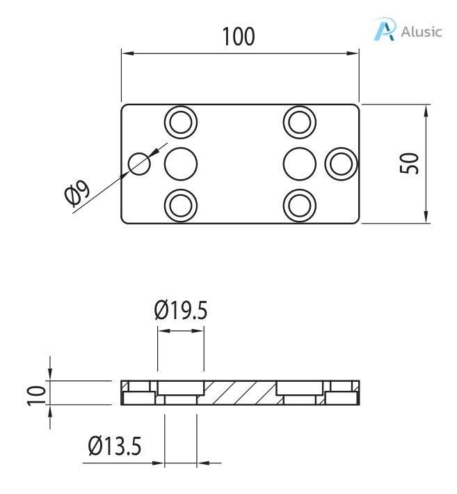 Alusic Connection plate 50x100
