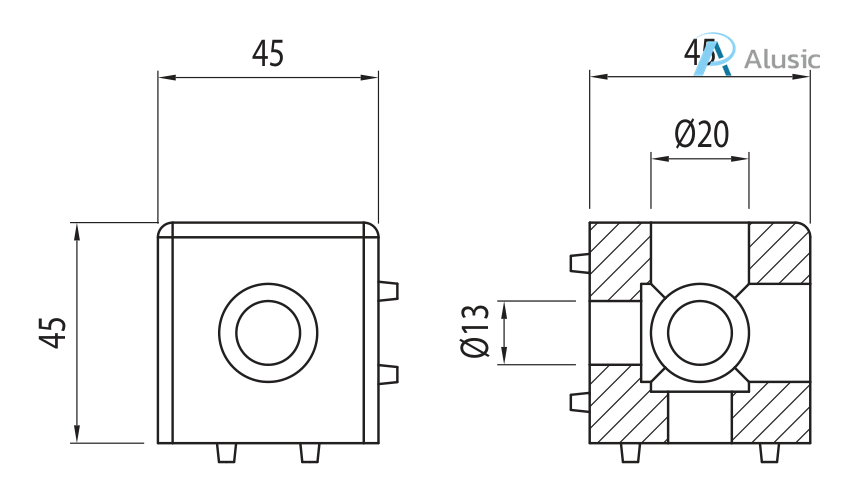 Alusic Cubic connector 3d