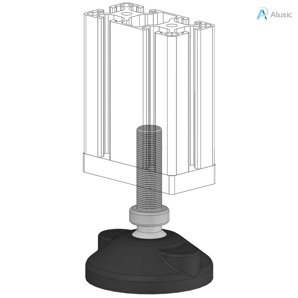 Alusic Anti-slip levelling swivel feet, Ø80 mm, M8