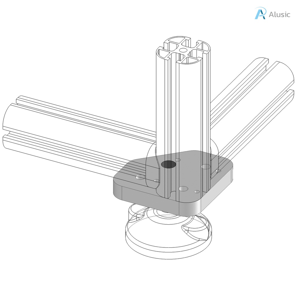 Alusic Flange for feet,  90x90 mm