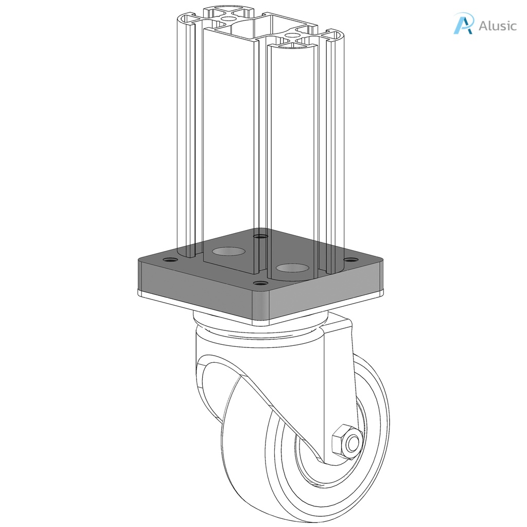 Alusic Flange for wheel,  60x60 mm