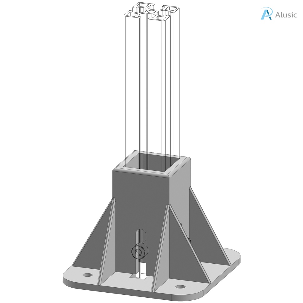 Alusic Floor mount base, for 40x40 mm profiles