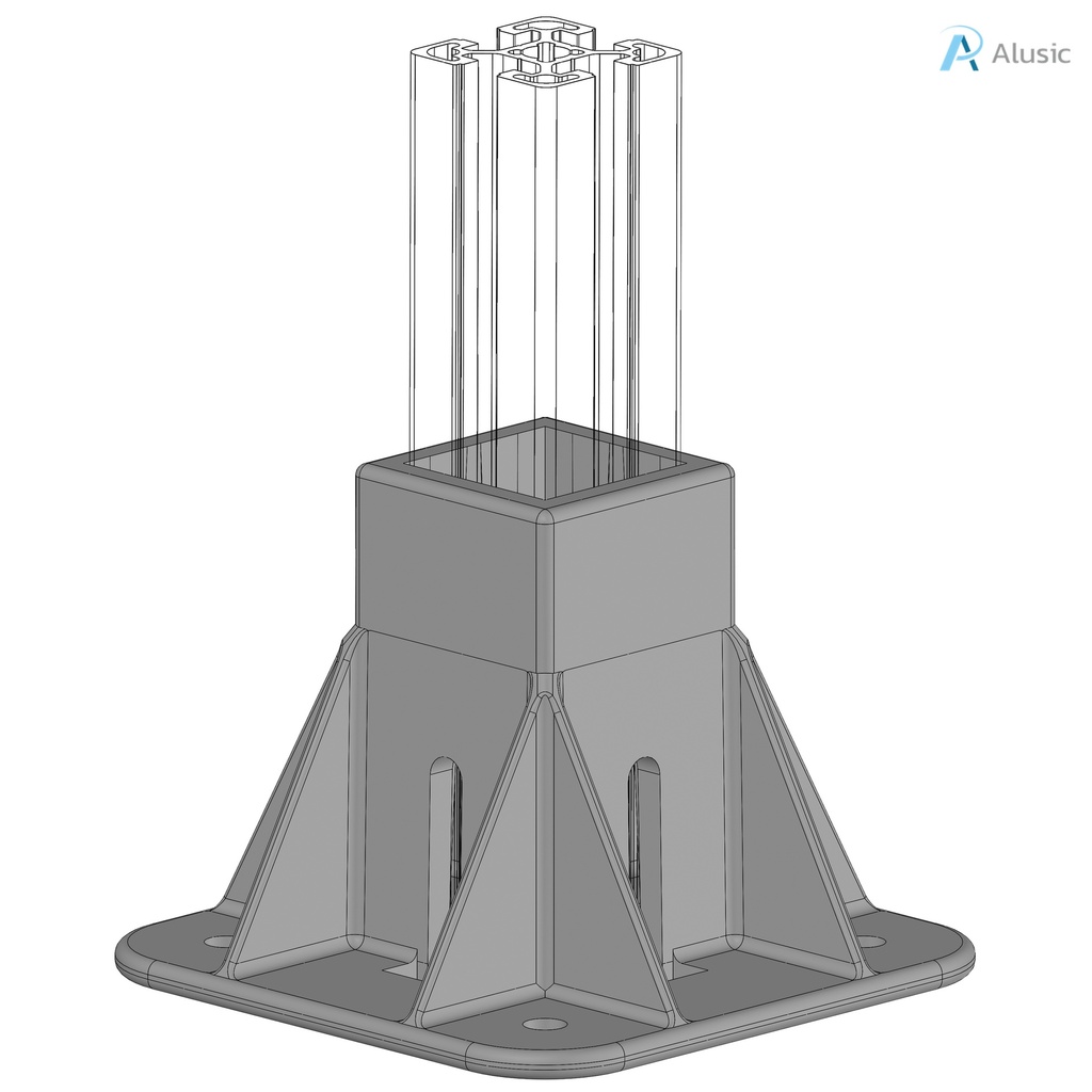 Alusic Floor mount base, for 40x40 mm profiles
