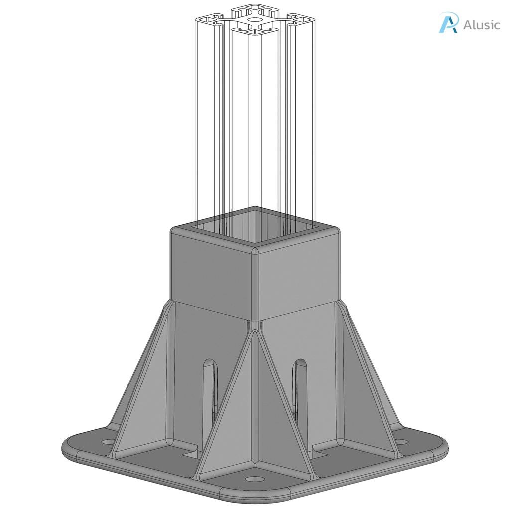 Alusic Floor mount base, for 40x40 mm profiles