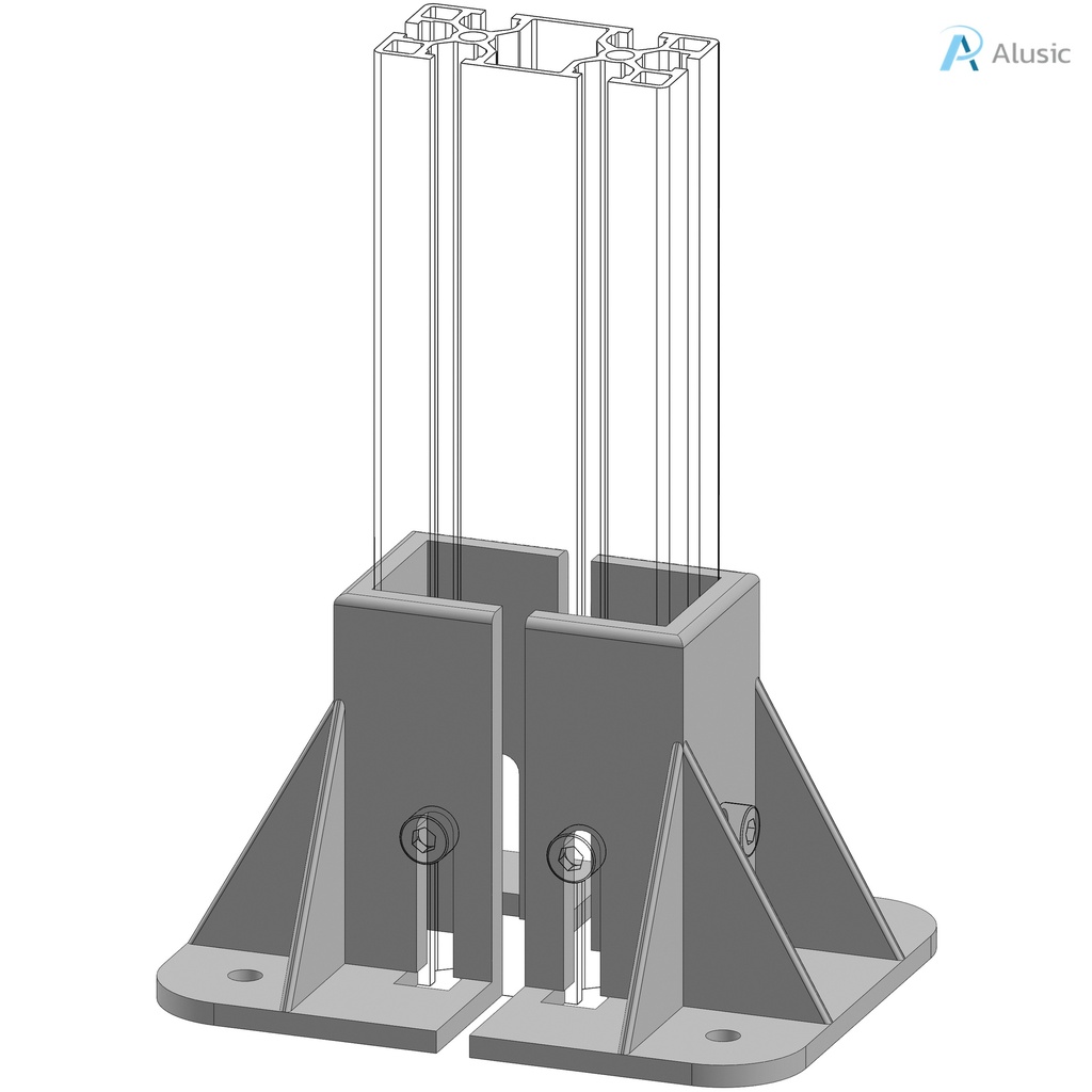 Alusic Floor mount base, for 40x80 - 40x120 mm profiles