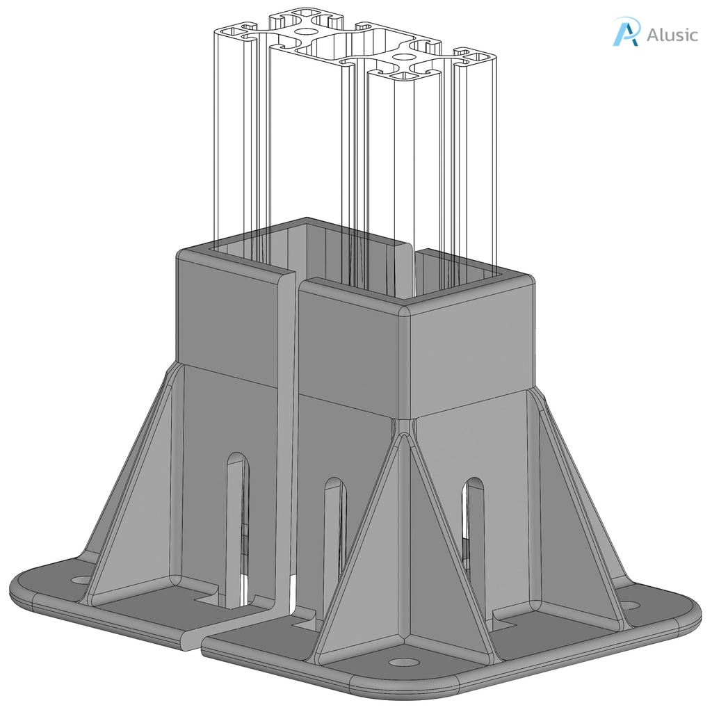 Alusic Floor mount base, for 40x80 - 40x120 mm profiles