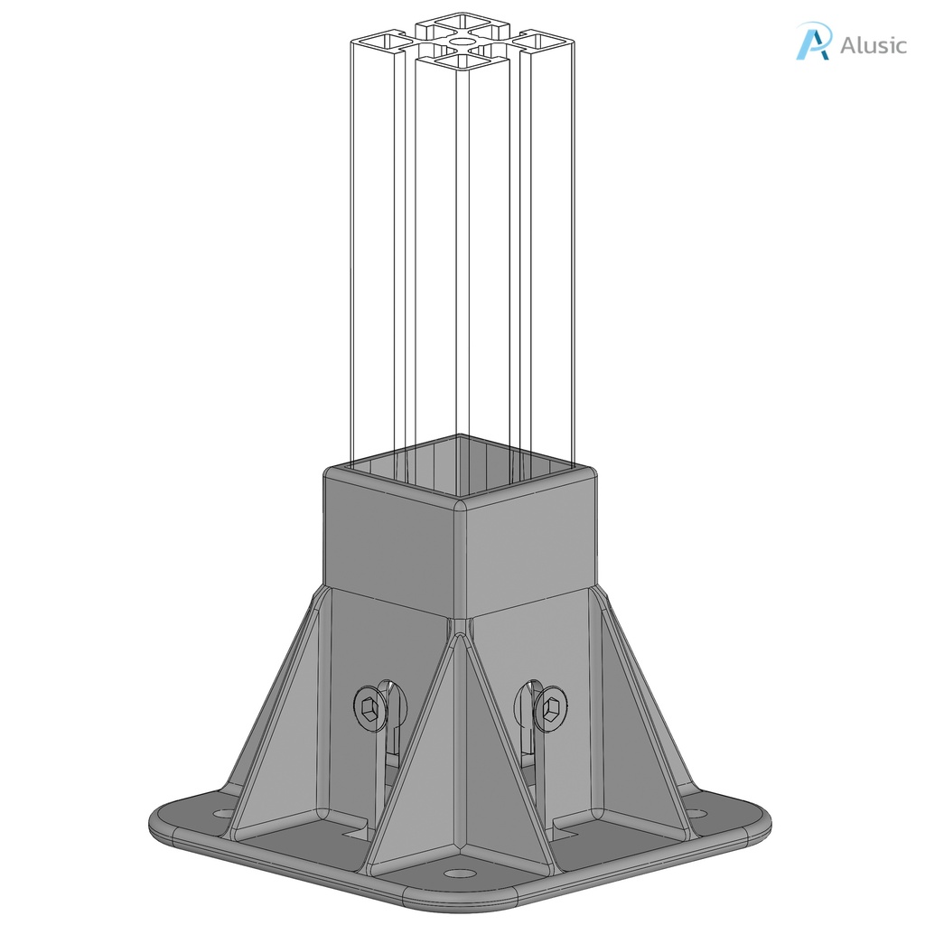 Alusic Floor mount base, for 45x45 mm profiles