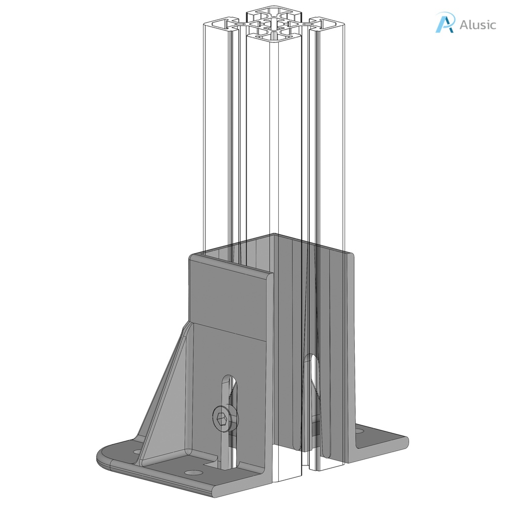 Alusic Floor mount base, for 50x50 mm profiles