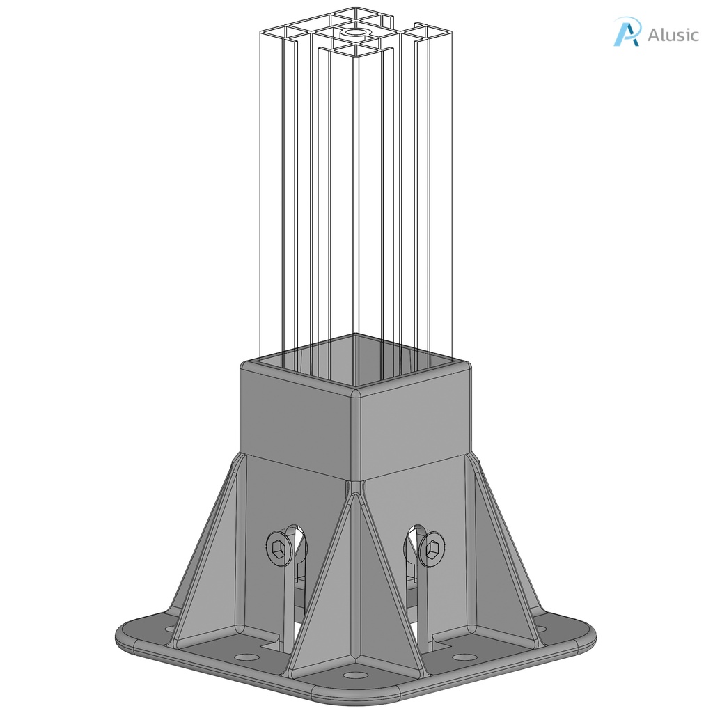 Alusic Floor mount base, for 50x50 mm profiles