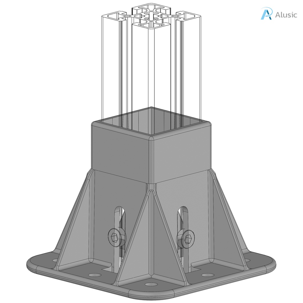 Alusic Floor mount base, for 50x50 mm profiles