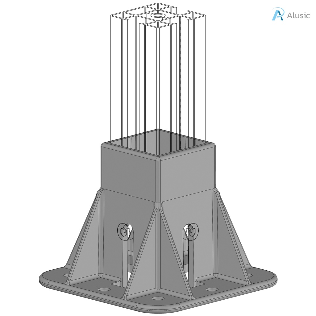 Alusic Floor mount base, for 50x50 mm profiles