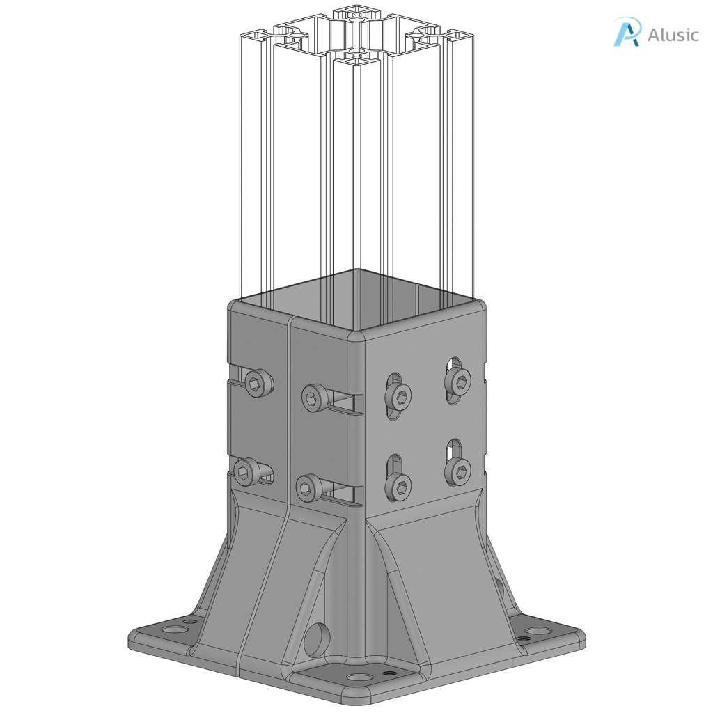 Alusic Floor mount base, for 80x80 - 80x120 - 80x160 mm profiles