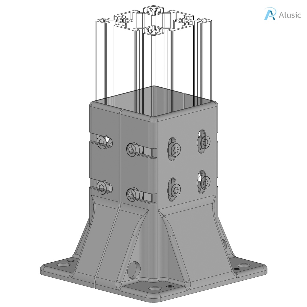 Alusic Floor mount base, for 80x80 - 80x120 - 80x160 mm profiles
