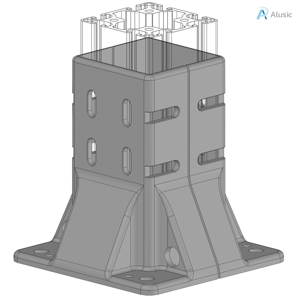 Alusic Floor mount base, for 80x80 - 80x120 - 80x160 mm profiles