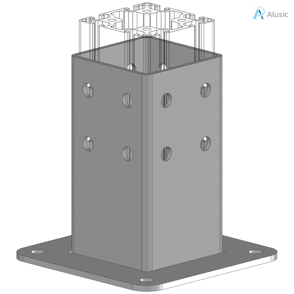 Alusic Floor mount base, for 80x80 mm profiles