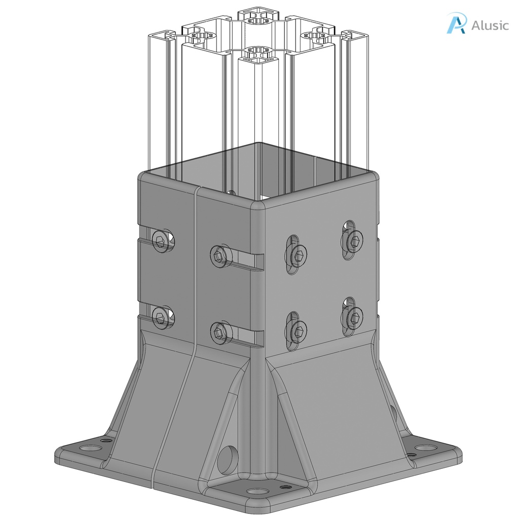 Alusic Floor mount base, for 90x90 - 90x180 mm profiles