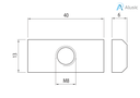 Alusic Rectangular nut 13x40 mm
