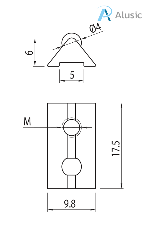 Alusic Roll-in nut with ball 17.5x9.8 mm