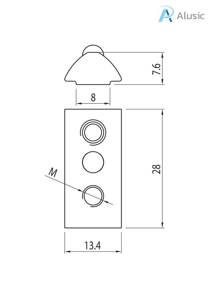Alusic Roll-in nut with ball 28x13 mm