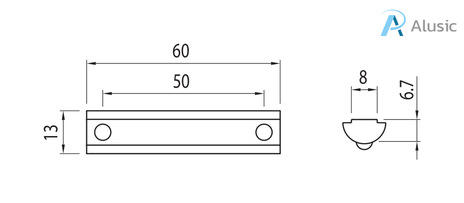 Alusic Roll-in nut with ball 60x13 mm