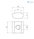 Alusic Sliding block 10x10 mm