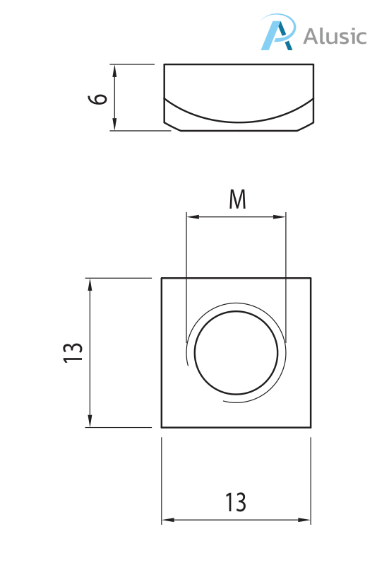 Alusic Square nut 13x13 mm