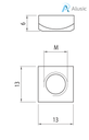 Alusic Square nut 13x13 mm