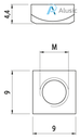 Alusic Square nut 9x9 mm