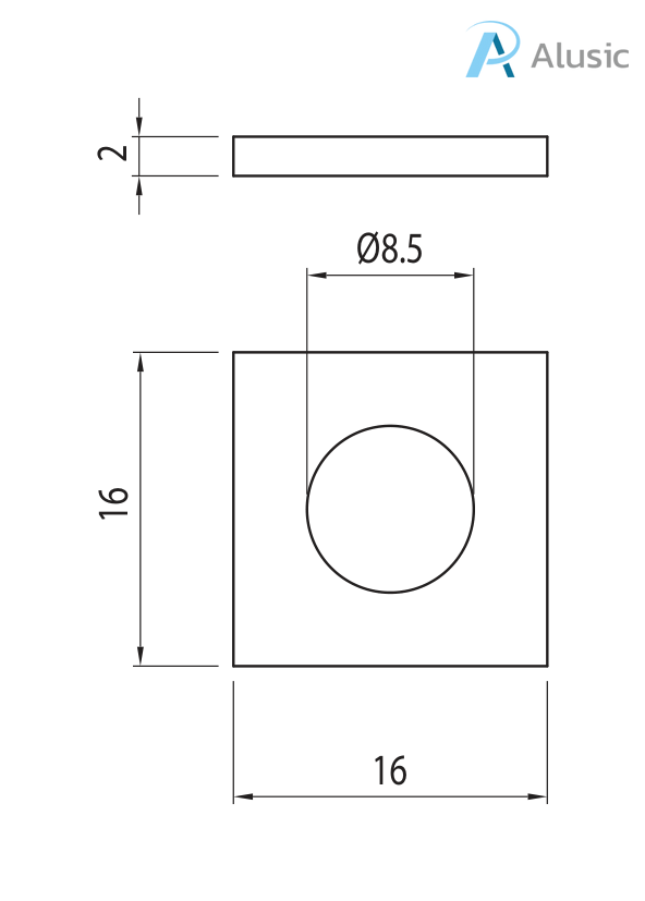 Alusic Square washer 16x16 mm