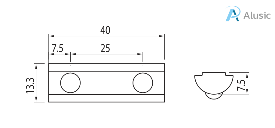 Alusic Swivel-in sliding block 40x13.3 mm