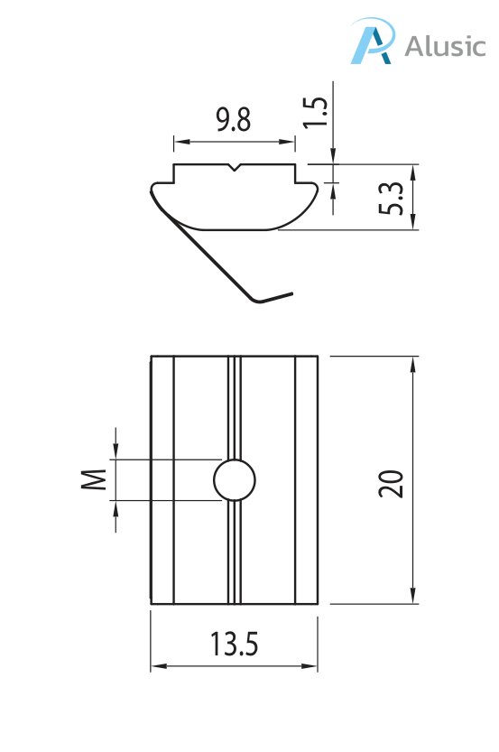 Alusic Swivel-in sliding block with spring 20x13.5 mm
