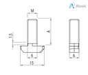 Alusic T-bolts 15x6 mm