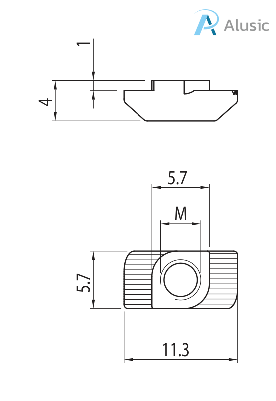 Alusic T-nut 11.3x5.7 mm