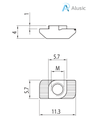 Alusic T-nut 11.3x5.7 mm