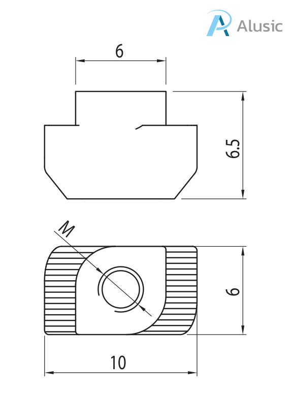Alusic T-nut 6x10 mm