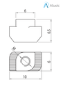 Alusic T-nut 6x10 mm