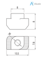 Alusic T-nut 7.8x13.5 mm