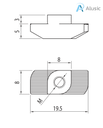 Alusic T-nut 9.5x8 mm